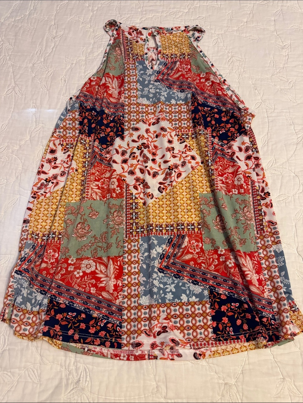 Patchwork Print Halter Tank Top - Multicolor - Picture 6 of 9